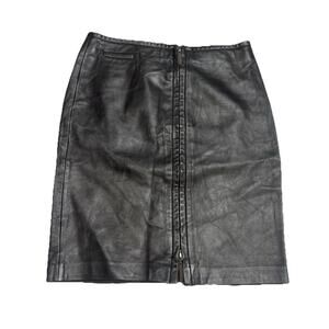 EXPRESS Y2K Black Faux Leather Zip Mini Skirt SZ 1/2